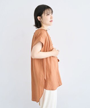 Green Parks ドロストネックフレンチスリーブブラウス Terracotta