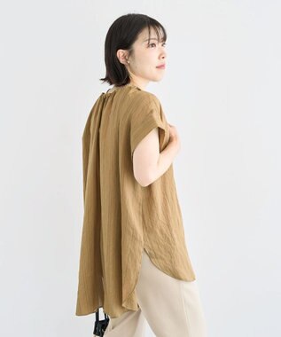 Green Parks ドロストネックフレンチスリーブブラウス Khaki
