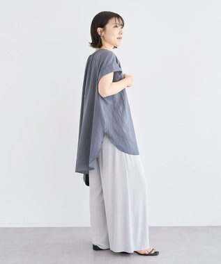 Green Parks ドロストネックフレンチスリーブブラウス Charcoal Gray