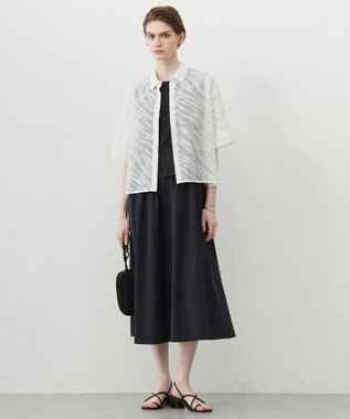 ICB 【洗える】ゼブラシアーJQ クロップドシャツ オフホワイト系