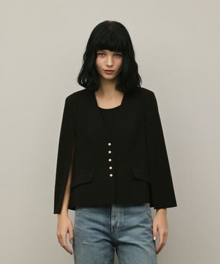 GRACE CONTINENTAL トリアセケープスリーブジャケット ブラック