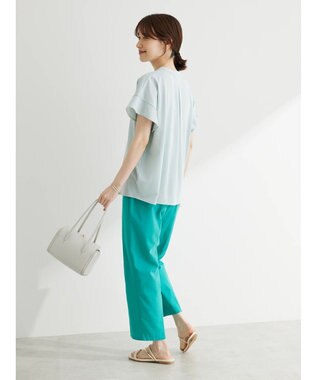 Green Parks 綿麻混イージーテーパードパンツ Blue Green