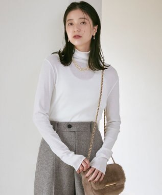23区 【SLOW/一部店舗限定】新色追加！シアーリブロンTEE タートルネック カットソー ホワイト系