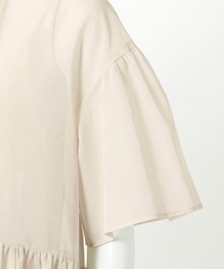 23区 S 【GOLD LABEL】コットンオーガンジー ピンタックリボン ペプラムブラウス アイボリー系