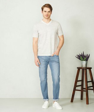 JOSEPH ABBOUD 【吸水速乾】リネンハニカムTシャツ アイボリー系