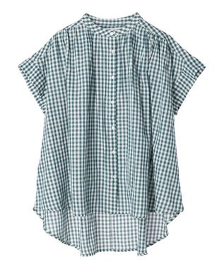 AMERICAN HOLIC フレンチスリーブバック切替シャツ Check Green