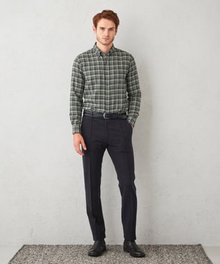 JOSEPH ABBOUD 【オーガニックコットン】スモールチェック フランネルシャツ カーキ系3