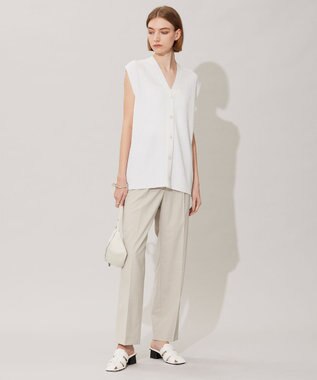 ICB 【洗える】 リネンブレンドシャイン ベスト オフホワイト系