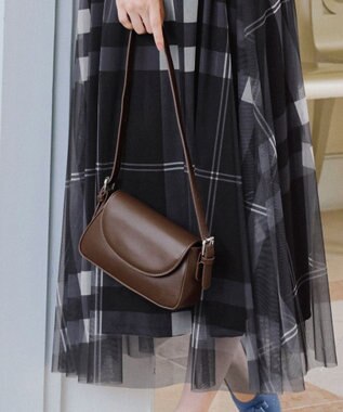 Tiaclasse 【安田美沙子さん着用・2TYPE肩紐/ショルダー&斜め掛け】フラップミニバッグ モカ(プレーン）