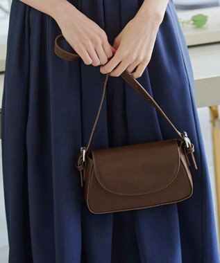 Tiaclasse 【安田美沙子さん着用・2TYPE肩紐/ショルダー&斜め掛け】フラップミニバッグ モカ(プレーン）