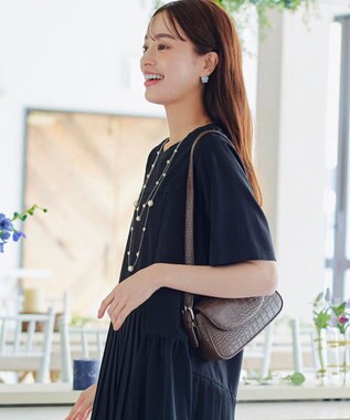 Tiaclasse 【安田美沙子さん着用・2TYPE肩紐/ショルダー&斜め掛け】フラップミニバッグ モカA(クロコ調）