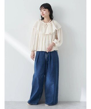 earth music&ecology マルチｗａｙカラーメッシュブラウス Ivory