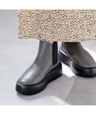 Pointer 日本製 本革厚底サイドゴアブーツ グレー