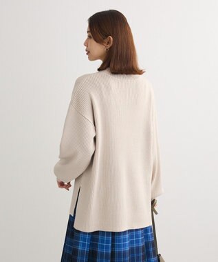 Green Parks 洗えるボトルネックリブニットプルオーバー Light Gray