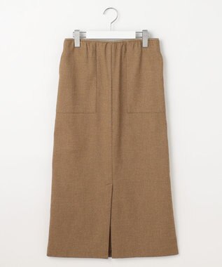 自由区 L シルクネップツイード スカート ダークキャメル
