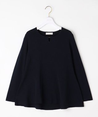 ANY SIS 【WEB・一部店舗限定】ペプラム ニット ネイビー