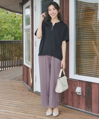 Tiaclasse 【サラごこち】選べるパンツ(テーパード/ワイド） ネイビー：ワイド