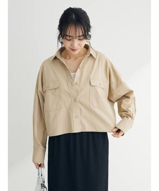 Green Parks ショート丈ワイドシャツ Beige