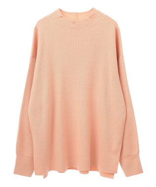 Green Parks 洗えるボトルネックリブニットプルオーバー Pink