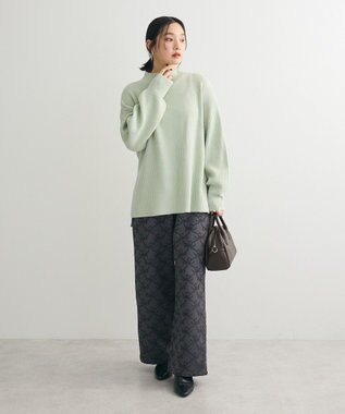 Green Parks 洗えるボトルネックリブニットプルオーバー Mint