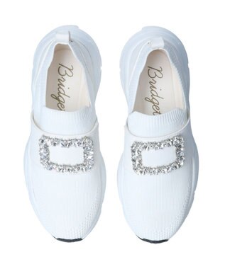 Bridget Birkin 【Bridget Birkin】ビジューバックルニットスニーカー ホワイト