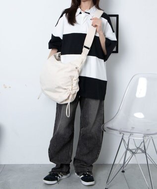 WEGO 【ユニセックスITEM/A4サイズ収納可能】サイドドロストキャンバスショルダー キナリ