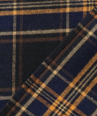 23区 L 【Lサイズ限定】ブラッシュド ビエラチェック ノーカラーブラウス ネイビー系