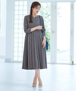 Tiaclasse 【洗える】プリーツワンピース チャコールグレー