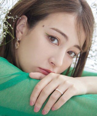 Tiaclasse 3粒パール&ストーンリング ゴールド