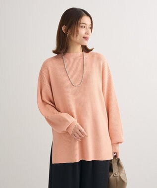 Green Parks 洗えるボトルネックリブニットプルオーバー Pink