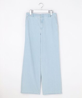 J.PRESS LADIES コットンリネン 7oz デニム セミワイド パンツ ブリーチ系