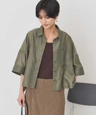 AMERICAN HOLIC 【先行予約】【WEB限定】Wポケットシアー半袖シャツ Khaki