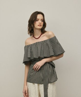 GRACE CONTINENTAL チェックケープブラウス