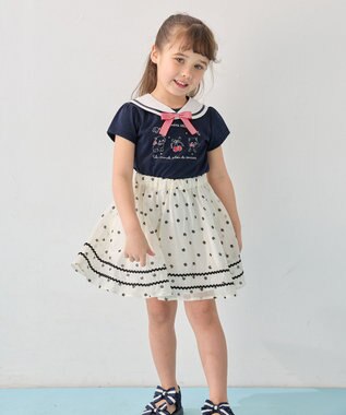 ANY KIDS ネコ×ドット スカート エクリュ