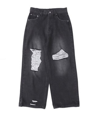 WEGO スーパーバギーダメージデニムパンツ 柄2