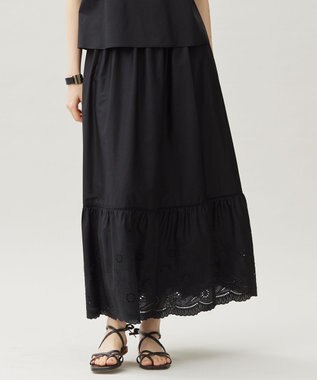 自由区 S 【カタログ掲載・接触冷感・洗える】エンブロイダリーローンティアード スカート