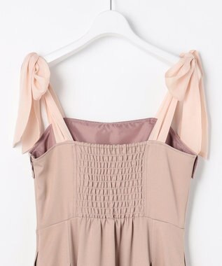 Feroux シアーリボンショルダー ジャンパースカート ピンク系