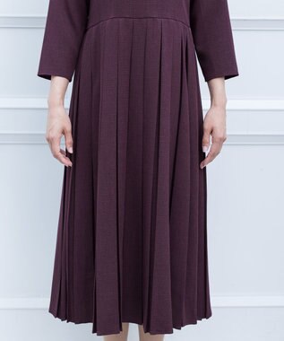 Tiaclasse 【洗える】プリーツワンピース ワイン