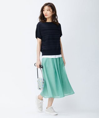 J.PRESS LADIES 【洗える】ブライトスパンボイルAタック スカート グリーン系