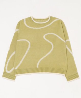 WEGO 【25年秋冬新作】ニュアンスライン配色プルオーバー グリーンその他