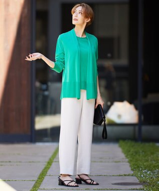 ICB L 【接触冷感・洗える】PINION ショートカーディガン コバルトグリーン系