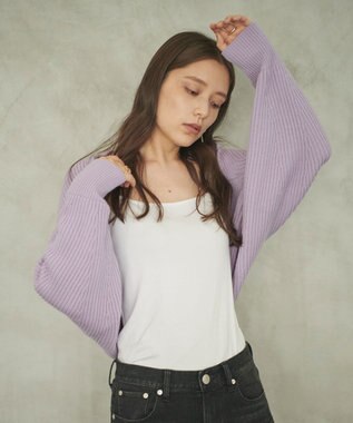 #Newans 【洗える】エアリーウールボレロカーディガン ラベンダー系