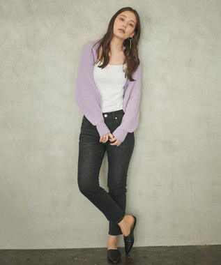 #Newans 【洗える】エアリーウールボレロカーディガン ラベンダー系