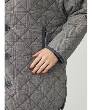 Green Parks キルティングノーカラーブルゾン Check