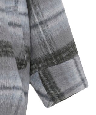 earth music&ecology チェックシャギーコート Check Gray