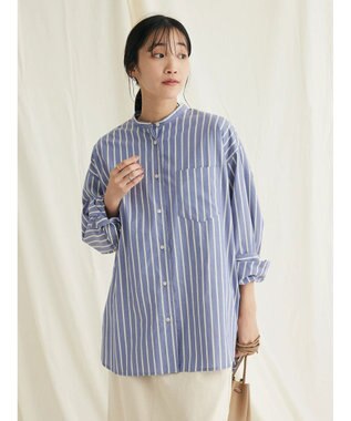 CRAFT STANDARD BOUTIQUE バンドカラーシャツ Stripe Blue