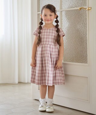 ANY KIDS 【2点セット】セーラージャケット+チェックワンピース ピンクベージュ