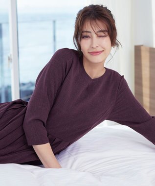 Tiaclasse L 【洗える】プリーツワンピース ワイン