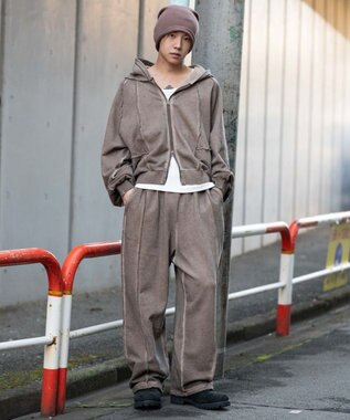 WEGO 【ユニセックス着用ITEM/MLサイズ展開】スウィッチングZIPパーカー ブラウン