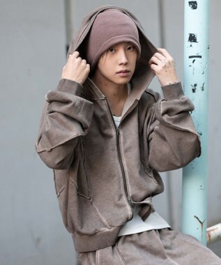 WEGO 【ユニセックス着用ITEM/MLサイズ展開】スウィッチングZIPパーカー ブラウン